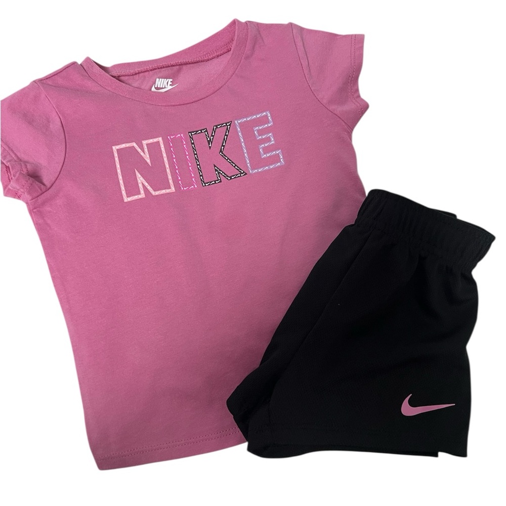 Nike set pink and Black shoo size 24 months
